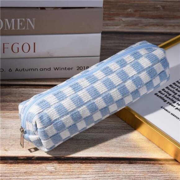 Checkered Cosmetic Bag and Makeup Brush Storage Bag - Large Capacity Organizer - Picture 6 of 8